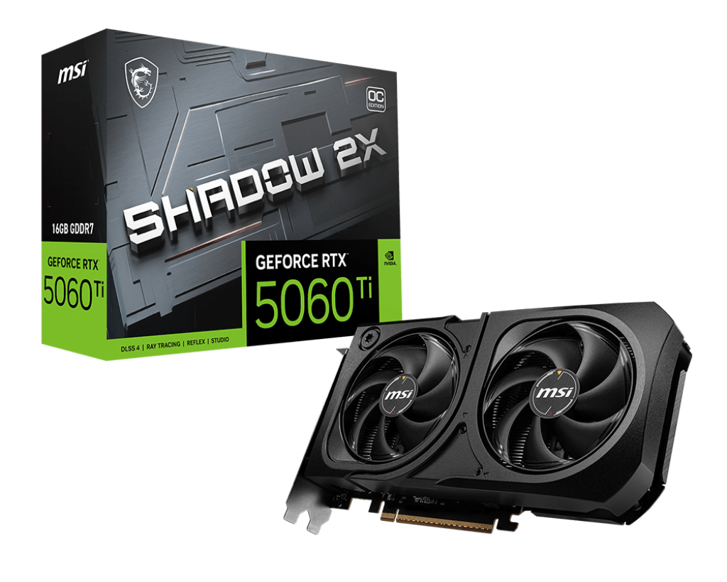 TARJETA DE VIDEO MSI RTX 5060TI SHADOW 2X OC PLUS 16GB