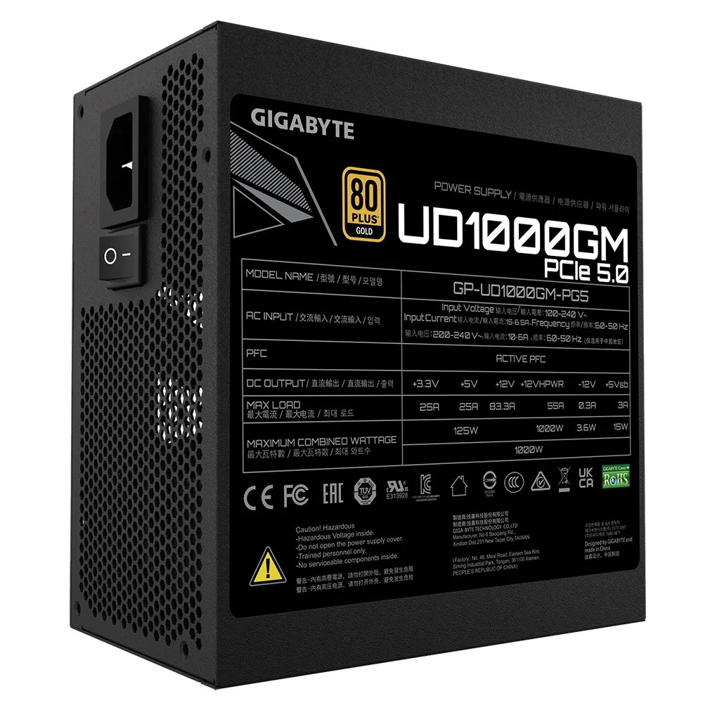 FUENTE DE PODER GIGABYTE 1000W GOLD MODULAR PCIE 5.0
