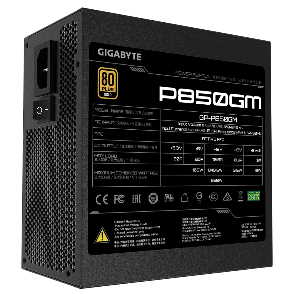 FUENTE DE PODER GIGABYTE 850W GOLD MODULAR