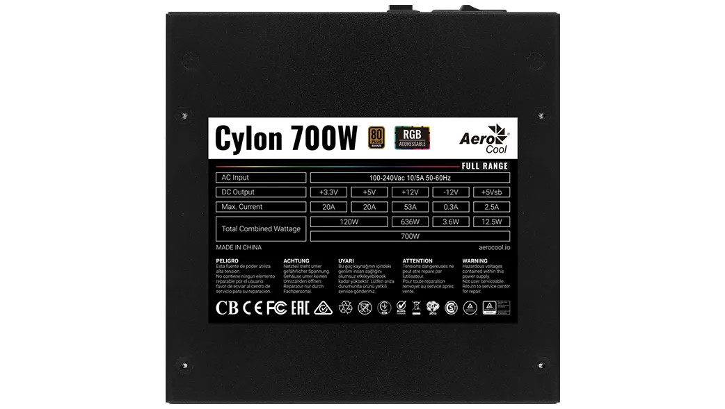 FUENTE DE PODER CYLON 700W 80 PLUS BRONZE